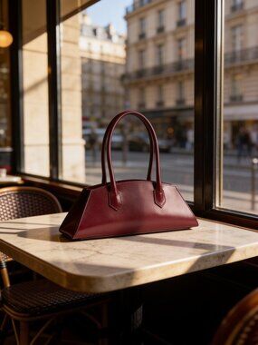 The Italian Box Calfskin Shoulder Bag in Burgundy